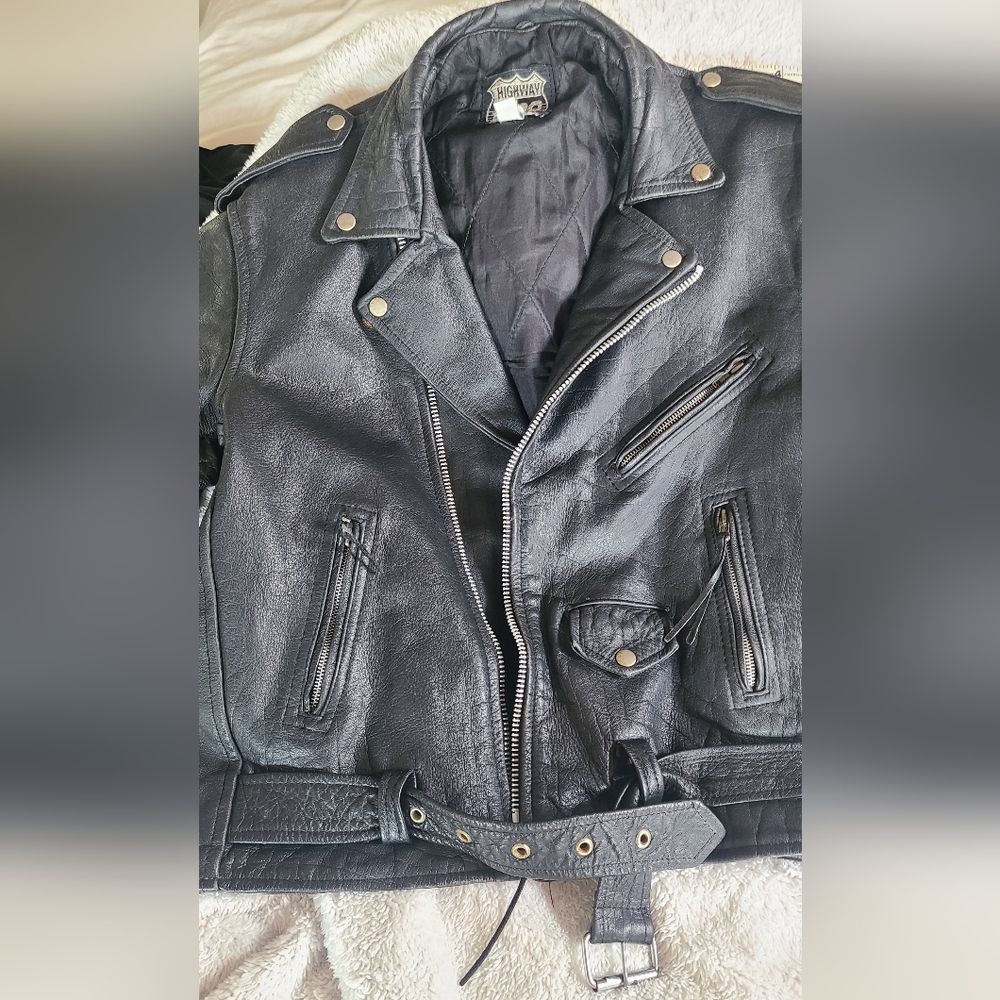 Black Bomber Jacket with Genuine Leather and Zipper Details